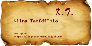 Kling Teofánia névjegykártya