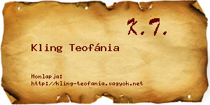 Kling Teofánia névjegykártya